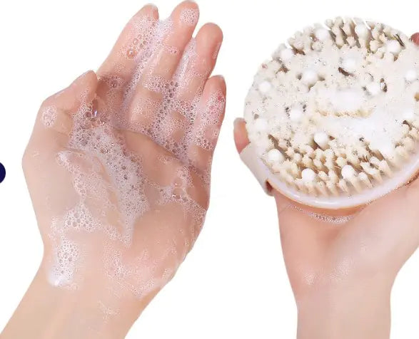Wooden Bath Brush with Massage Beads and Round Head