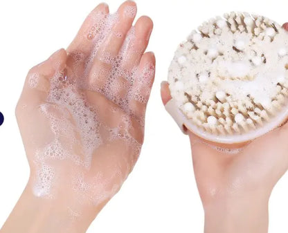 Wooden Bath Brush with Massage Beads and Round Head