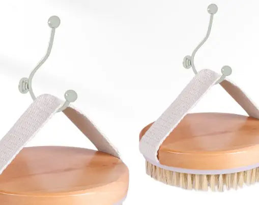 Wooden Bath Brush with Massage Beads and Round Head