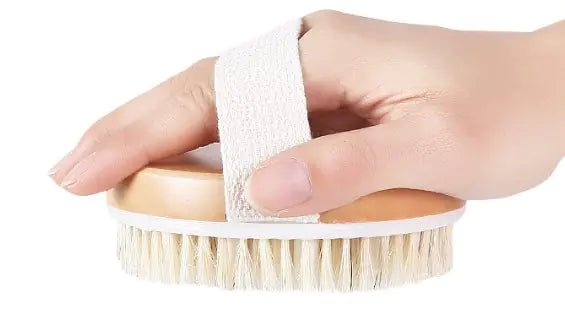 Wooden Bath Brush with Massage Beads and Round Head