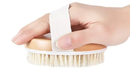 Wooden Bath Brush with Massage Beads and Round Head
